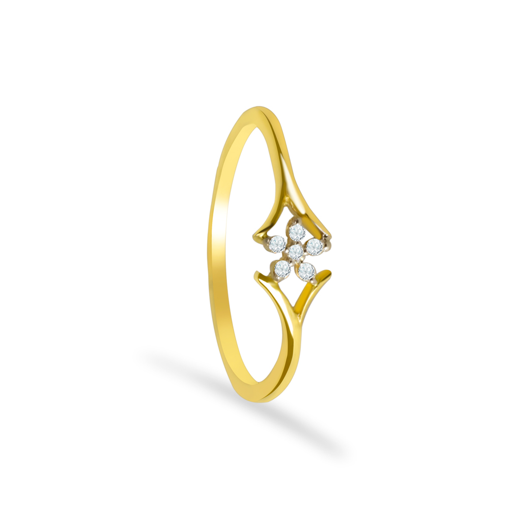 Contemporary Floral 18 Karat Diamond Engagement Ring for Ladies