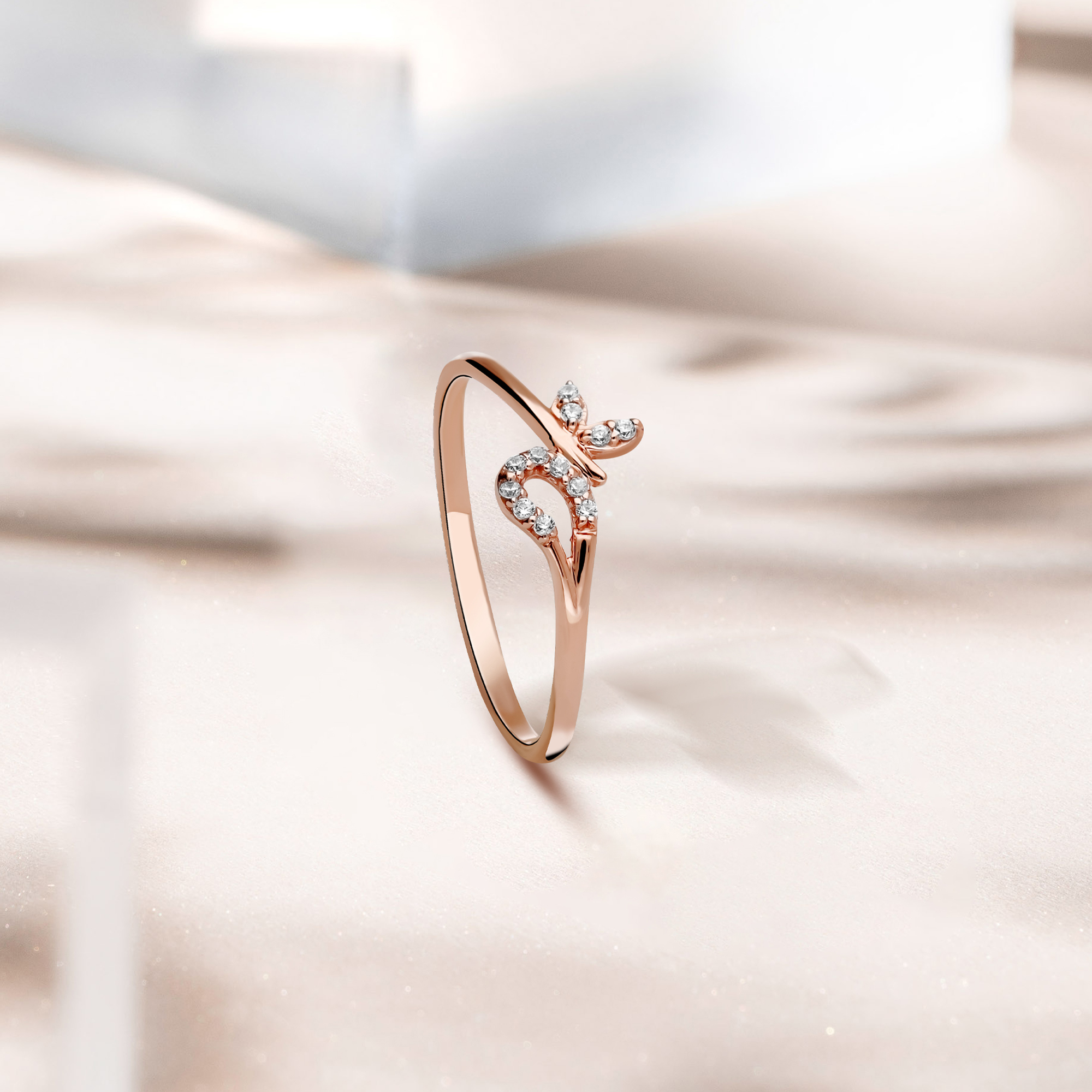 Unique Simple Infinity Design In 10K Rose Gold With Clear White Moissanite  Ring | eBay